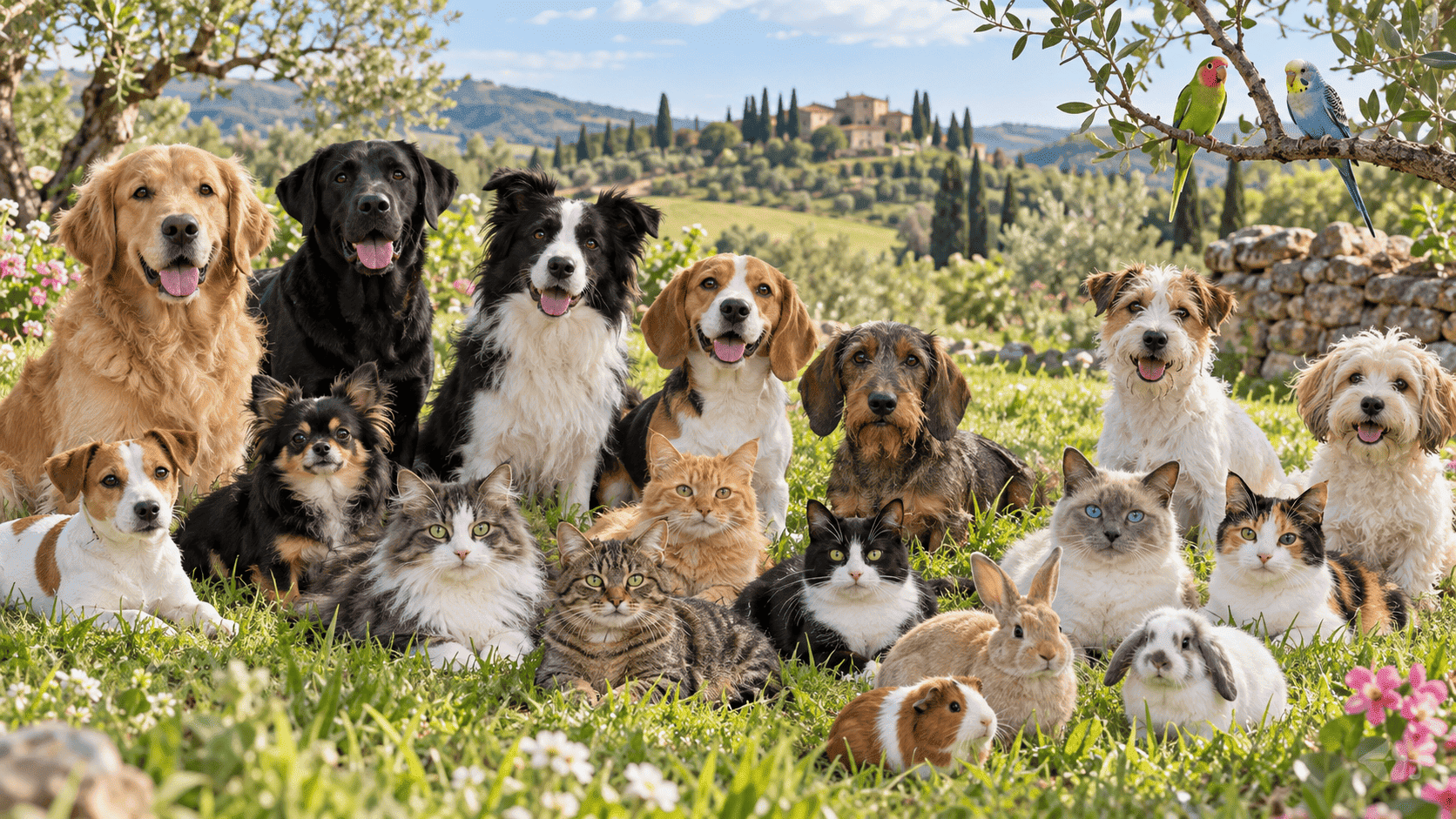 Un cane e un gatto insieme